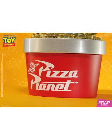迪士尼彼思三眼仔款披薩星球代幣儲物圓桶擺件